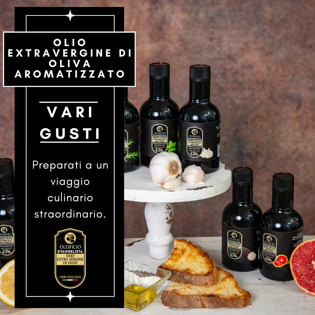 Al momento stai visualizzando Scopri la Nostra Gamma di Oli Extravergine di Oliva Aromatizzati